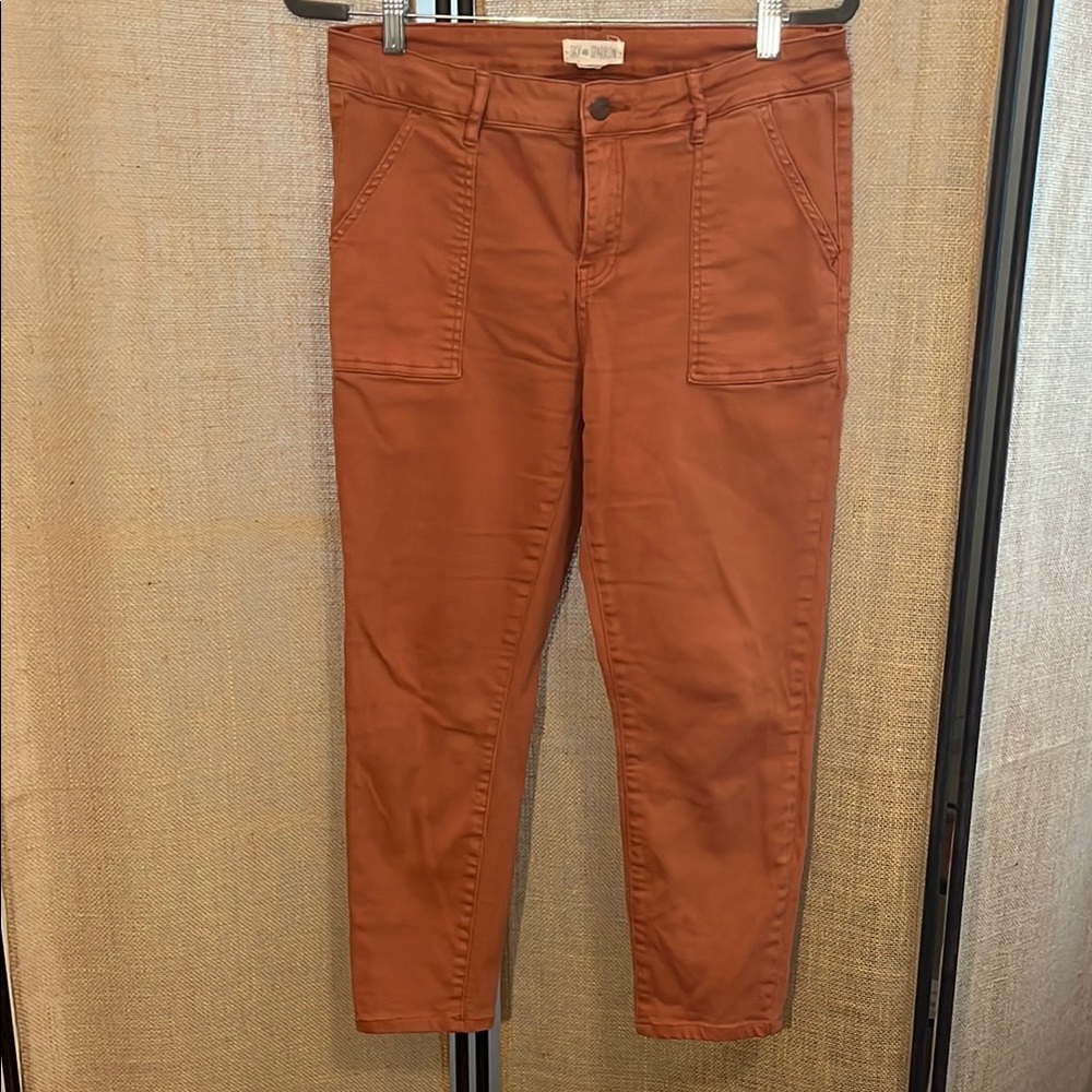 Sky and Sparrow Brown Ankle Cropped Jeans Relaxed Fit